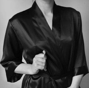 Jedwabny szlafrok Classic black